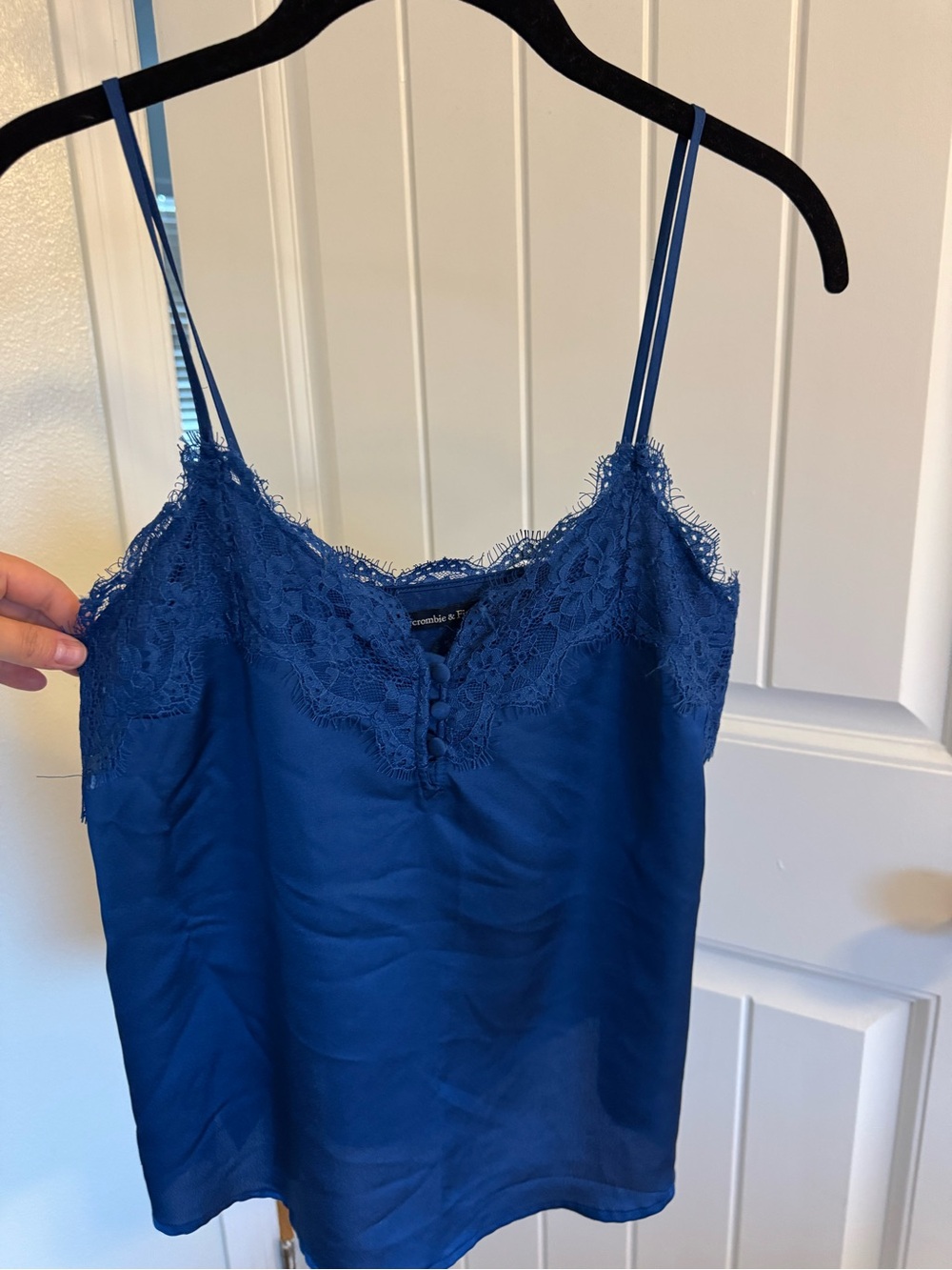 Abercrombie Navy Lace Trim Satin Camisole